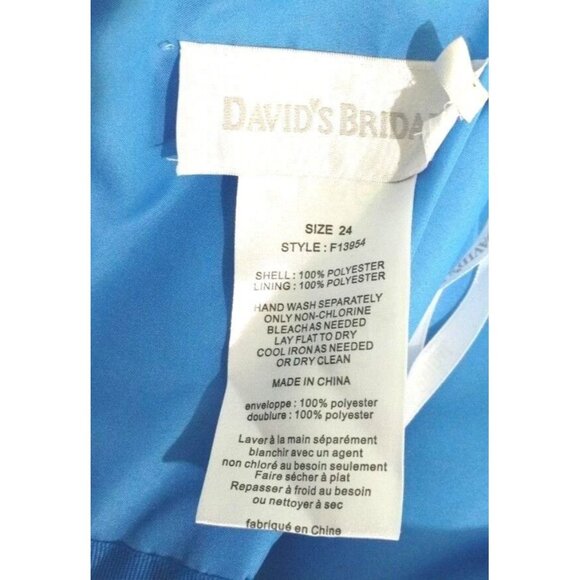 Davids Bridal Chiffon Halter Dress Size 24 Blue Bridesmaid Wedding Guest Prom - Picture 5 of 6